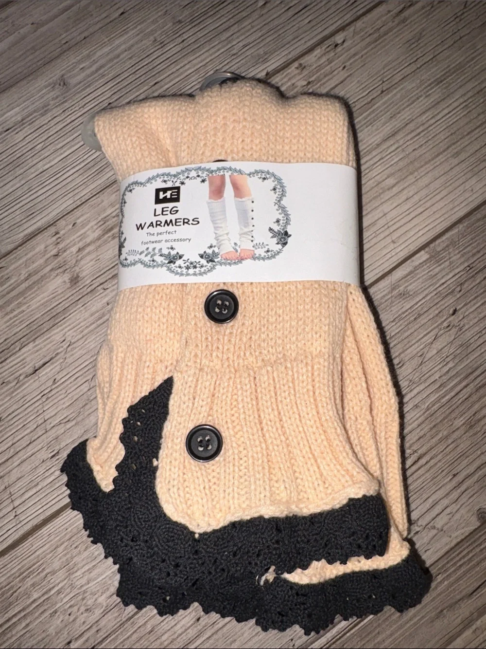 NWT Leg Warmers - cream with Black Trim